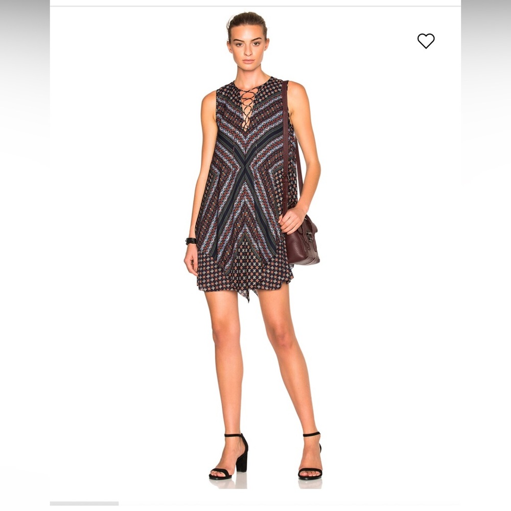 derek lam 10 crosby paisley handkerchief silk dress - size xs - small (as is)